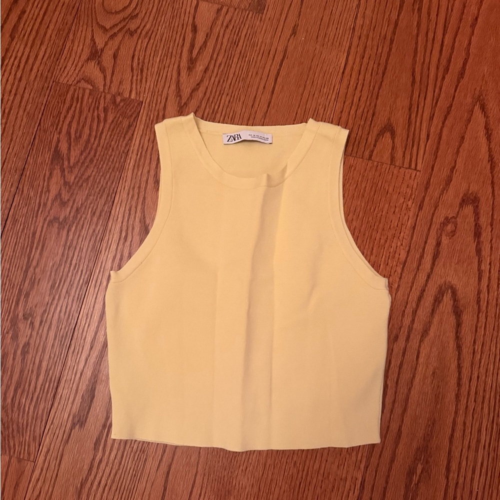Zara Orange Sleeveless Crop Tank Top